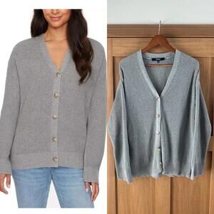 Hudson 100% Cotton Gray Button Up Knit Cardigan Sweater Women’s size Large